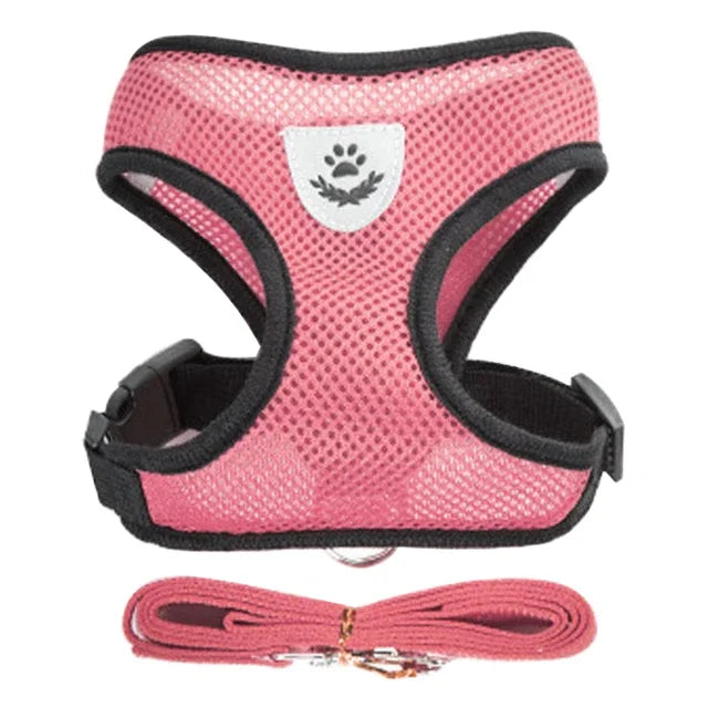 Cat & Dog Harness Vest – Soft Mesh Adjustable Walking Harness with Lead