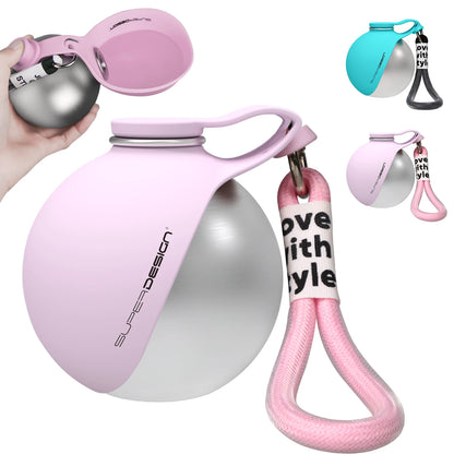 2-in-1 Portable Dog Water Bottle – Stainless Steel & Silicone Travel Bottle for Dogs