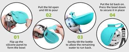 2-in-1 Portable Dog Water Bottle – Stainless Steel & Silicone Travel Bottle for Dogs