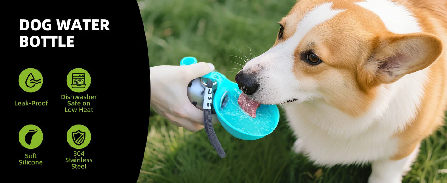 2-in-1 Portable Dog Water Bottle – Stainless Steel & Silicone Travel Bottle for Dogs