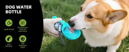 2-in-1 Portable Dog Water Bottle – Stainless Steel & Silicone Travel Bottle for Dogs