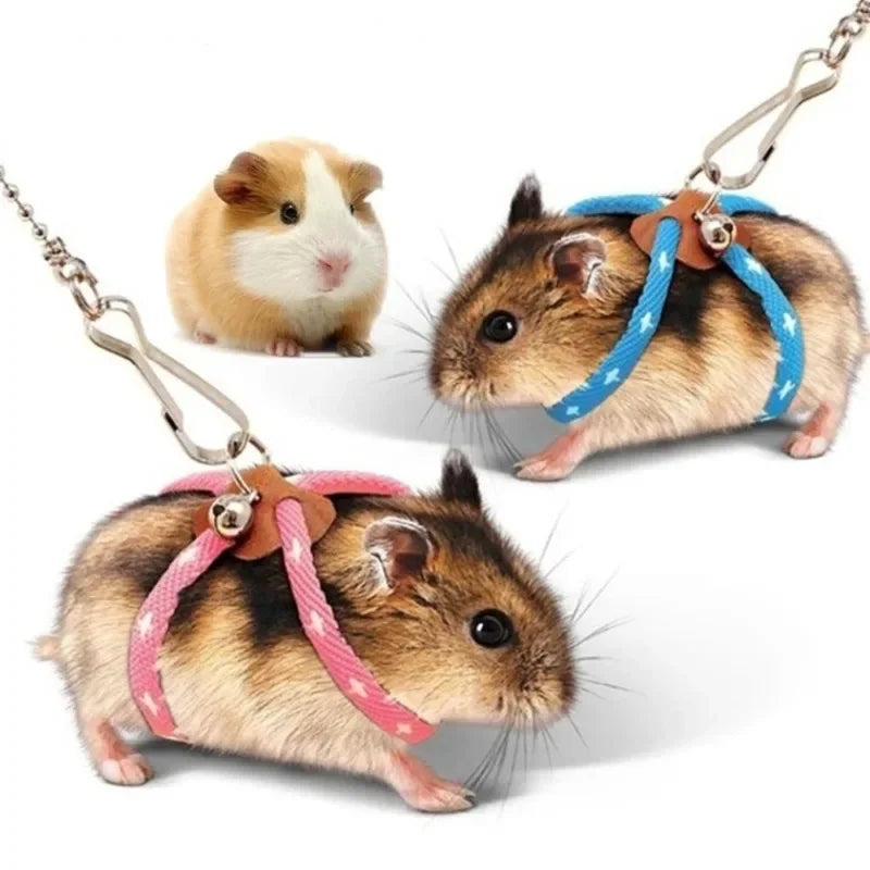 Small Animal Harness & Bell Leash Set – Adjustable Walking Harness for Rabbits, Hamsters & Ferrets