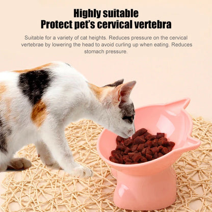 Cartoon Cat Pet Bowl – Elevated Food & Water Dish for Cats & Dogs