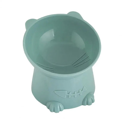 Cartoon Cat Pet Bowl – Elevated Food & Water Dish for Cats & Dogs