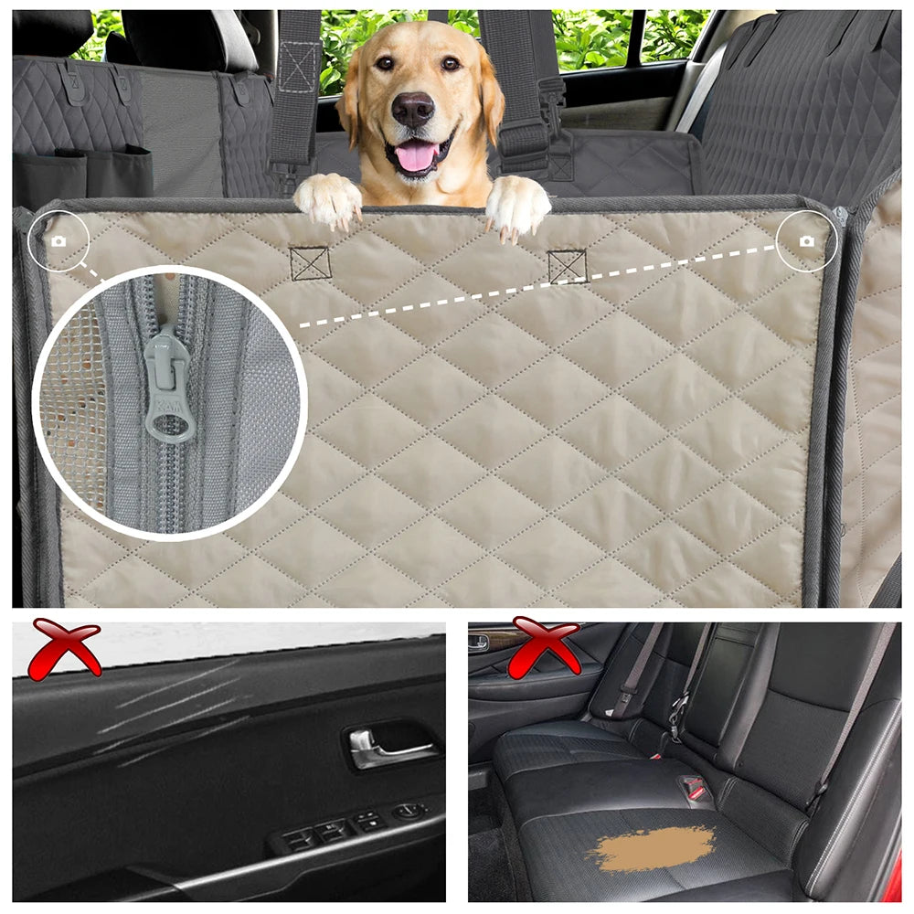 Dog Car Seat Cover Hammock – Waterproof Boot Liner & Rear Seat Protector with Safety Belt