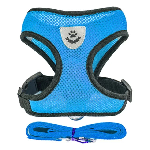 Cat & Dog Harness Vest – Soft Mesh Adjustable Walking Harness with Lead