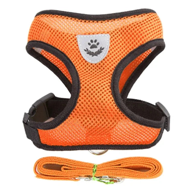 Cat & Dog Harness Vest – Soft Mesh Adjustable Walking Harness with Lead