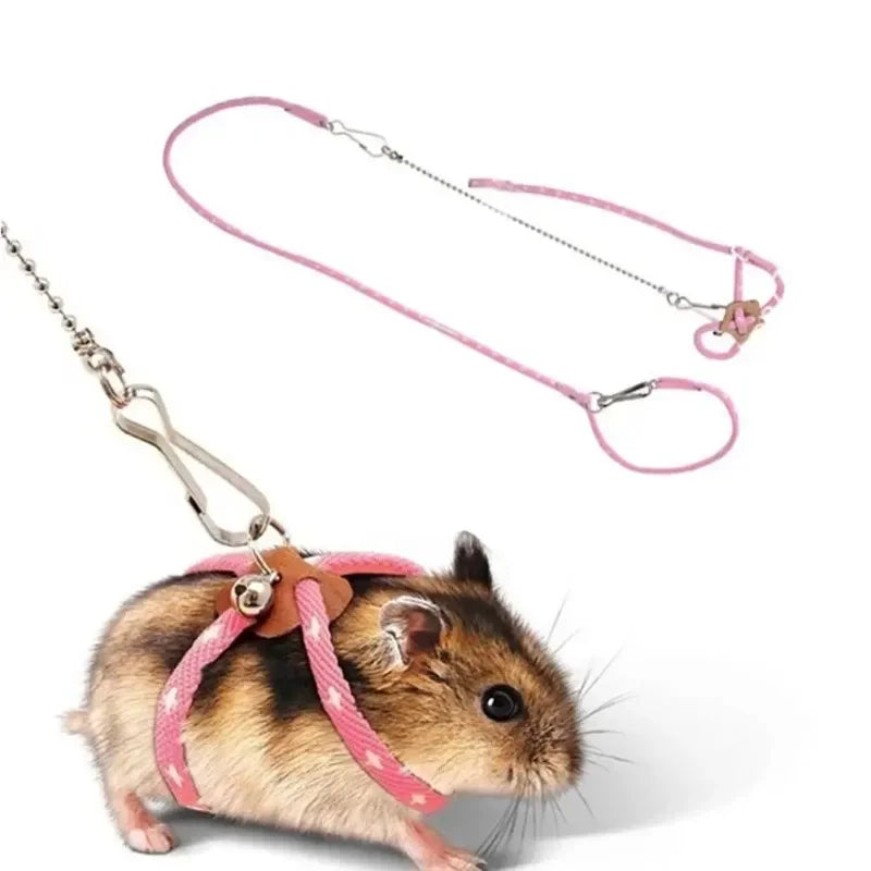 Small Animal Harness & Bell Leash Set – Adjustable Walking Harness for Rabbits, Hamsters & Ferrets