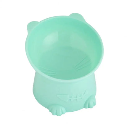 Cartoon Cat Pet Bowl – Elevated Food & Water Dish for Cats & Dogs