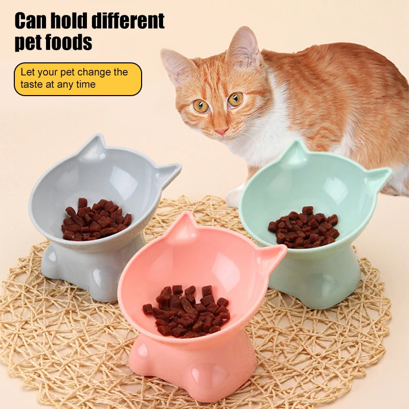 Cartoon Cat Pet Bowl – Elevated Food & Water Dish for Cats & Dogs