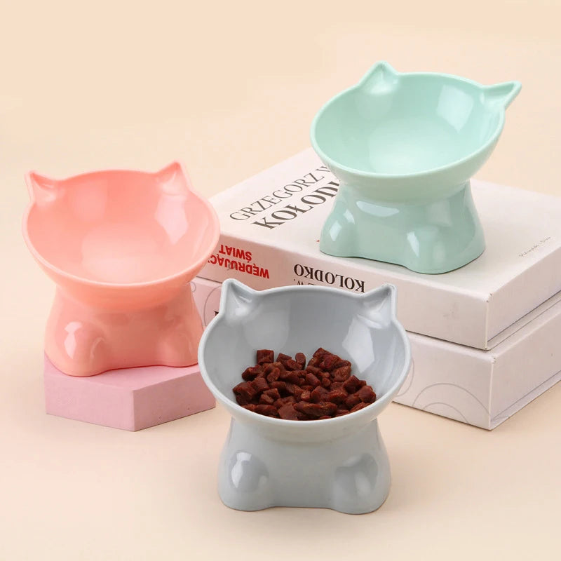 Cartoon Cat Pet Bowl – Elevated Food & Water Dish for Cats & Dogs