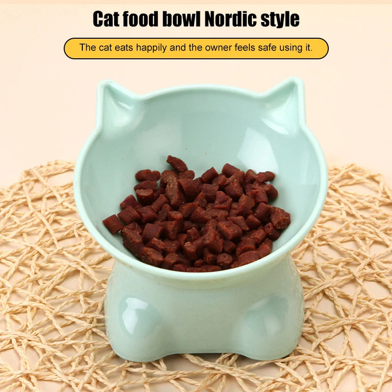 Cartoon Cat Pet Bowl – Elevated Food & Water Dish for Cats & Dogs