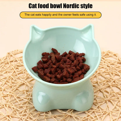 Cartoon Cat Pet Bowl – Elevated Food & Water Dish for Cats & Dogs