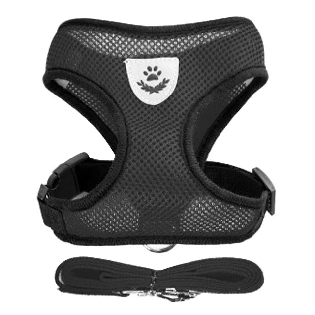 Cat & Dog Harness Vest – Soft Mesh Adjustable Walking Harness with Lead