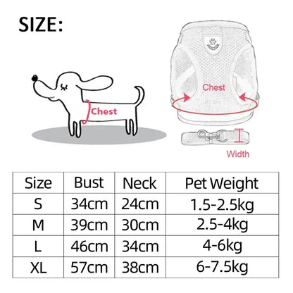 Cat & Dog Harness Vest – Soft Mesh Adjustable Walking Harness with Lead