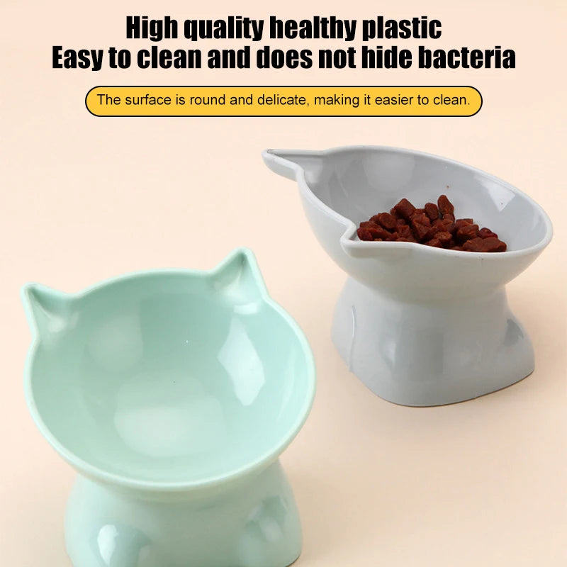 Cartoon Cat Pet Bowl – Elevated Food & Water Dish for Cats & Dogs