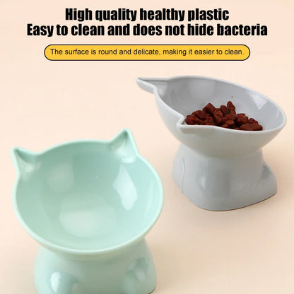 Cartoon Cat Pet Bowl – Elevated Food & Water Dish for Cats & Dogs